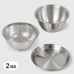 리본제이 3 in 1 스텐 304 믹싱볼 3종 세트 1100ml, 믹싱볼 + 채반 + 트레이, 2세트