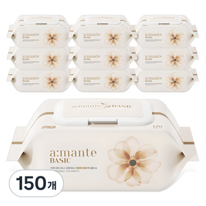 아망떼 베이직 엠보싱 물티슈 캡형, 40g, 120매, 150개