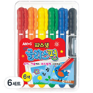아모스 파스넷 글라스펀 펜, 혼합색상, 6세트