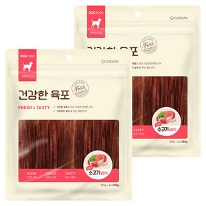 굿데이 강아지 건강한 육포, 소프트 소고기 슬림스틱, 180g, 2개