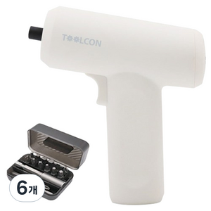 툴콘 미니 전동 드라이버 3.7V 화이트 TC-250W + 비트 세트, 6개
