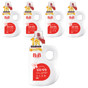 비앤비 비자극 유아 섬유 세제 시그니처 알러젠프리향 용기형, 1.5L, 5개