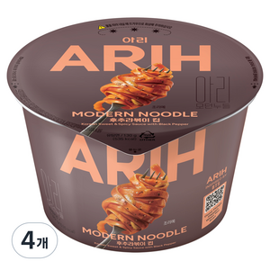 팔도 아리 모던누들 후추라볶이 컵 130g, 4개