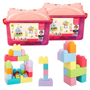 GENTOY 소프트 베베블럭 51p, 핑크, 2개