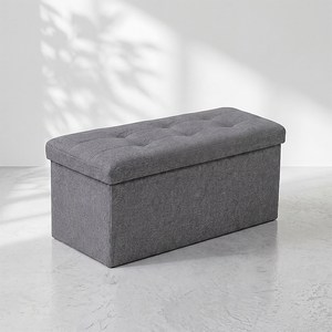 레토 패브릭 스툴 수납 의자 대형, 그레이, 1개