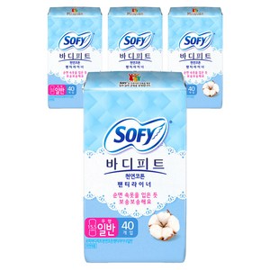 바디피트 천연코튼 팬티라이너 무향, 일반, 40개입, 4개