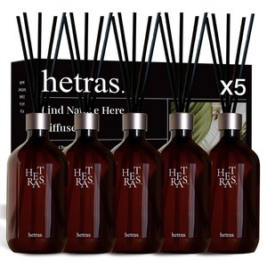 헤트라스 프리미엄 대용량 디퓨저 선물세트, 플라워파크+블랙체리+허그솝+그레이프프루트+북스토어, 500ml, 5개