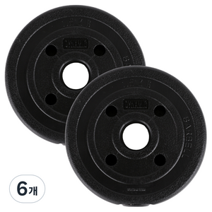 아리프 PVC 코팅 다이나믹 경량 바벨 원판 30mm용, 1.5kg, 6개, 블랙