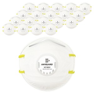 애니가드 안면부여과식 컵타입 밸브형 1급 방진 마스크 VC-102V, 20개, 화이트