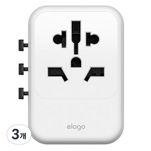 엘라고 USB 5포트 고속충전 여행용 멀티 어댑터, 화이트, 3개