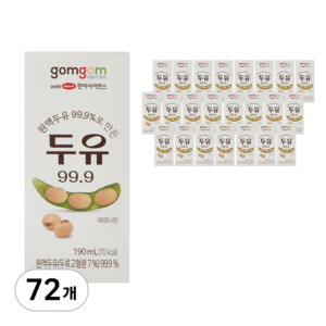 곰곰 두유원액 99.9%로 만든 두유 99.9, 190ml, 72개