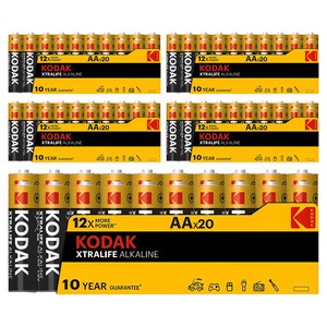 코닥 XtraLife 알카라인 AA건전지, 20개입, 5개