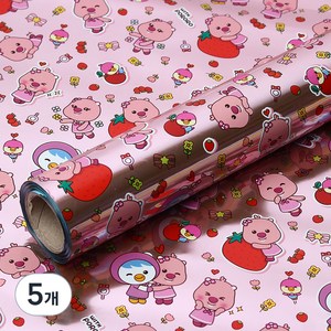 코코플러스 위드 뽀로로 증착롤 포장지 26.5cm x 12m, 핑크, 5개
