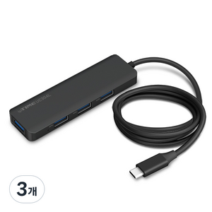 ipTIME 4포트 Type C USB 확장 허브 UC304L, 블랙, 3개