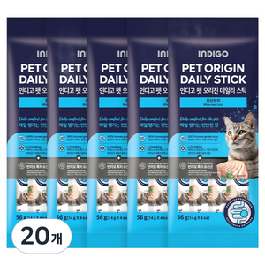 인디고포 고양이 펫 오리진 데일리 스틱 간식 4p, 56g, 20개, 참치