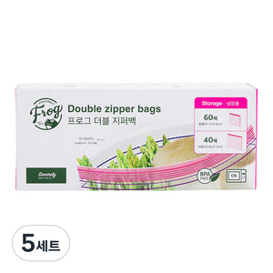 프로그 더블 지퍼백 냉장용 중형 + 대형, 혼합, 100개입, 5세트