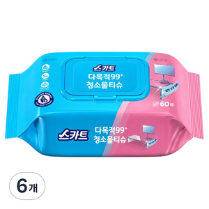 스카트 잘 닦이는 다목적 99플러스 청소물티슈 60p, 6개