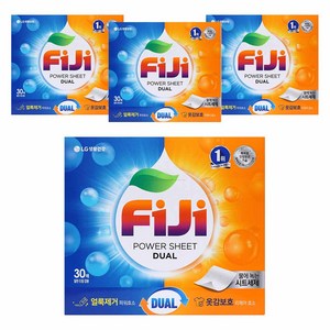 피지 파워 녹는 효소 실내건조 시트세제 듀얼 일반드럼 겸용 프레쉬향 30매, 30매입, 4개