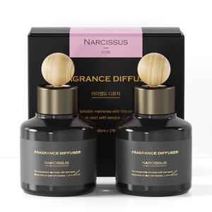 아이엠듀 퍼퓸 차량용 디퓨저 80ml 2개 + 우드볼스틱 2개 + 흡착패드 2개, 수선화, 1세트
