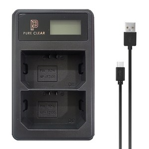 퓨어클리어 소니 NP-FZ100 배터리용 듀얼 USB 호환 LCD 디스플레이 충전기 + C타입 케이블, JND-PURECLEAR-TWO, 1개
