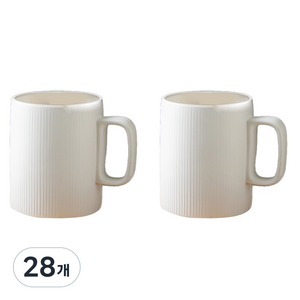 윤도자기 차곡 머그컵 380ml, 아이보리, 28개
