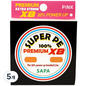 싸파 슈퍼 PE 프리미엄 X8 합사 핑크 4호, 5개