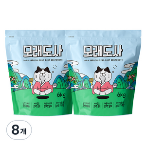 모래도사 프리미엄 제로 더스트 벤토나이트 고양이 모래, 6kg, 8개, 무향
