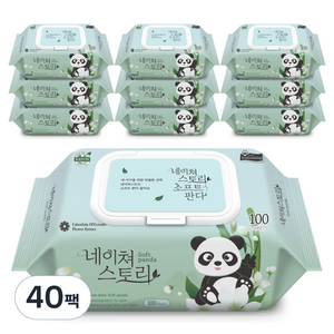 네이쳐스토리 소프트판다 아기물티슈 캡형, 40g, 100매, 40개