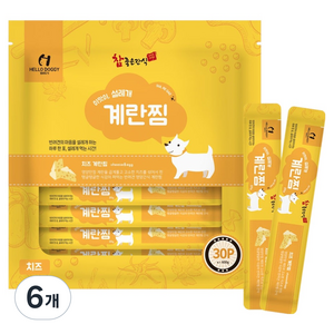 헬로도기 강아지 설레개 간식, 6개, 600g, 혼합맛(계란/치즈)