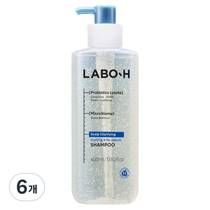 라보에이치 두피강화 클리닉 쿨링앤노세범 탈모증상완화 기능성 샴푸, 400ml, 6개