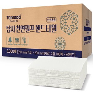 탐사 2겹 천연펄프 핸드타올, 3000매, 1개
