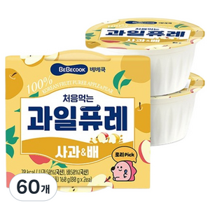 베베쿡 처음먹는 과일퓨레, 사과/배, 80g, 60개