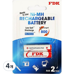 에프디케이 니켈수소 AAA 충전지 800mAh, 2개입, 4개