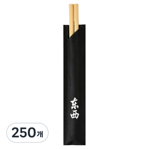 블룸엣홈 일식 한식 도시락용 고급형 젓가락 반포장 검정 24cm, 250개, 1개입
