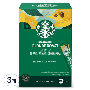 스타벅스 블론드 로스트 아메리카노 원두커피스틱, 1.1g, 100개입, 3개