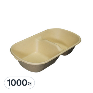 크라프트 펄프 일회용 용기 2칸 BH003 850ml, 1개입, 1000개