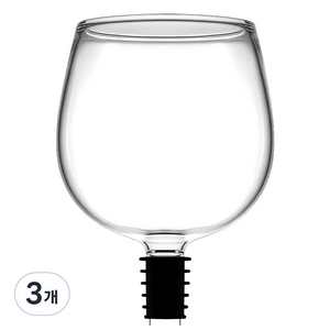 발룬피니 내열유리 병나발 와인잔 컵, 500ml, 3개