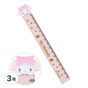 산리오 마이멜로디 마스코트 슬림 자 15cm, 혼합색상, 3개