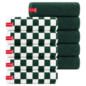 키리아 타월 2종 x 5p 세트 150g 40수 코마사, 그린체스+그린, 10개
