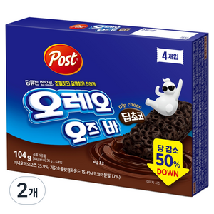 포스트 오레오 오즈 바 딥초코 4p, 104g, 2개