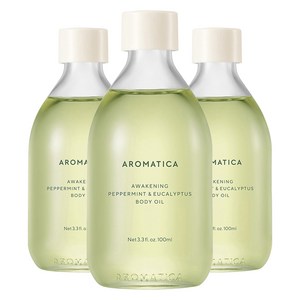 아로마티카 어웨이크닝 바디오일 페퍼민트 앤 유칼립투스, 100ml, 3개