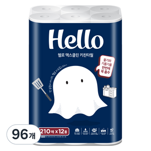헬로 맥스클린 천연펄프 2겹 키친타올, 210매, 96개