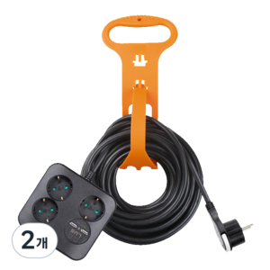 러그 큐브 사각 2포트 USB 1.5SQ 멀티콘센트 3구 LUG-KSB-03U1.5, 15m, 블랙, 2개