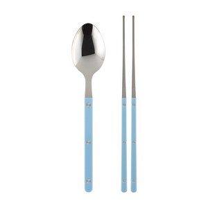 메종오브제 파르베 1인 수저 세트, 파스텔블루, 디너 스푼 + 젓가락, 1세트