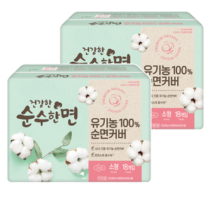 순수한면 건강한 생리대 날개형, 소형, 18개입, 2개