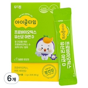 두드림 아이클타임 프로바이오틱스 유산균 아연 D 30p, 60g, 6개