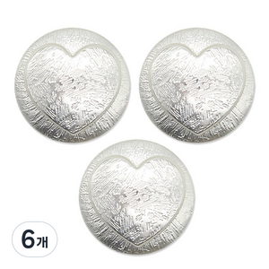동대문단추왕 금속 단추 원하트 18mm, 은반광, 6개