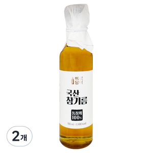 바로담아 국산 참기름, 180ml, 2개