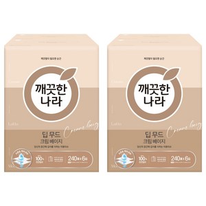 깨끗한나라 딥무드 미용티슈 크림 베이지 2겹, 240개입, 12개