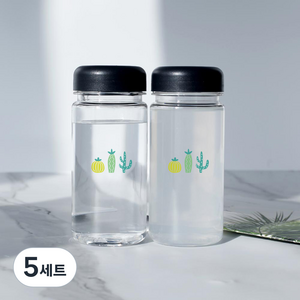 가쯔 마이보틀 무지 물병 텀블러 2p + 스티커 2p 세트, 선인장, 400ml, 5세트